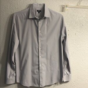 Express Men's Light Gray Dress Shirt - Long Sleeve